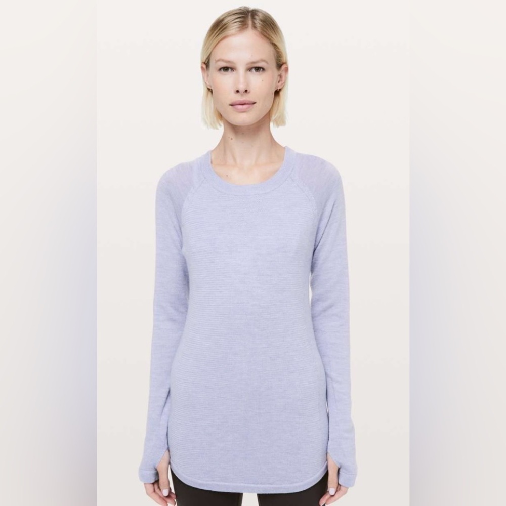 Lululemon Sit in Lotus Sweater Merino Wool Heathered Lilac Purple Size 4?